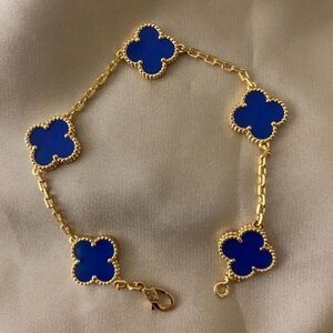 Blue 5 Clover Bracelet 18k Gold Plated